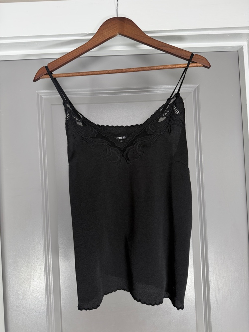 Express Black Lace-Trim Slim Strap Cami